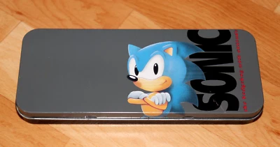 1992 Sonic 2 the Hedgehog Sega Genesis Extremely Rare Promo Pin Set in Tin Case. - Image 1 of 4