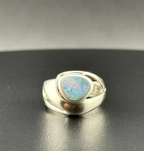 Vintage Sterling Silber und Boulder Opal Ring Größe 7 Modernist signiert - Bild 1 von 11