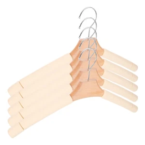 5 Pcs Solid Wood Hanger Ladies Sponge Dress Hangers Clothes Nonslip Padded - Picture 1 of 12