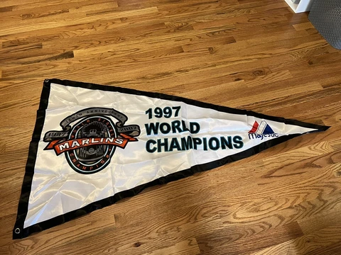 Florida Marlins 10th Anniversary 1997-2007 World Series Champs Flag Cover