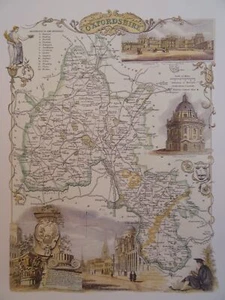 Thomas Moule 1830 Oxfordshire County Karte des alten England - reproduziert 1990 - Bild 1 von 3