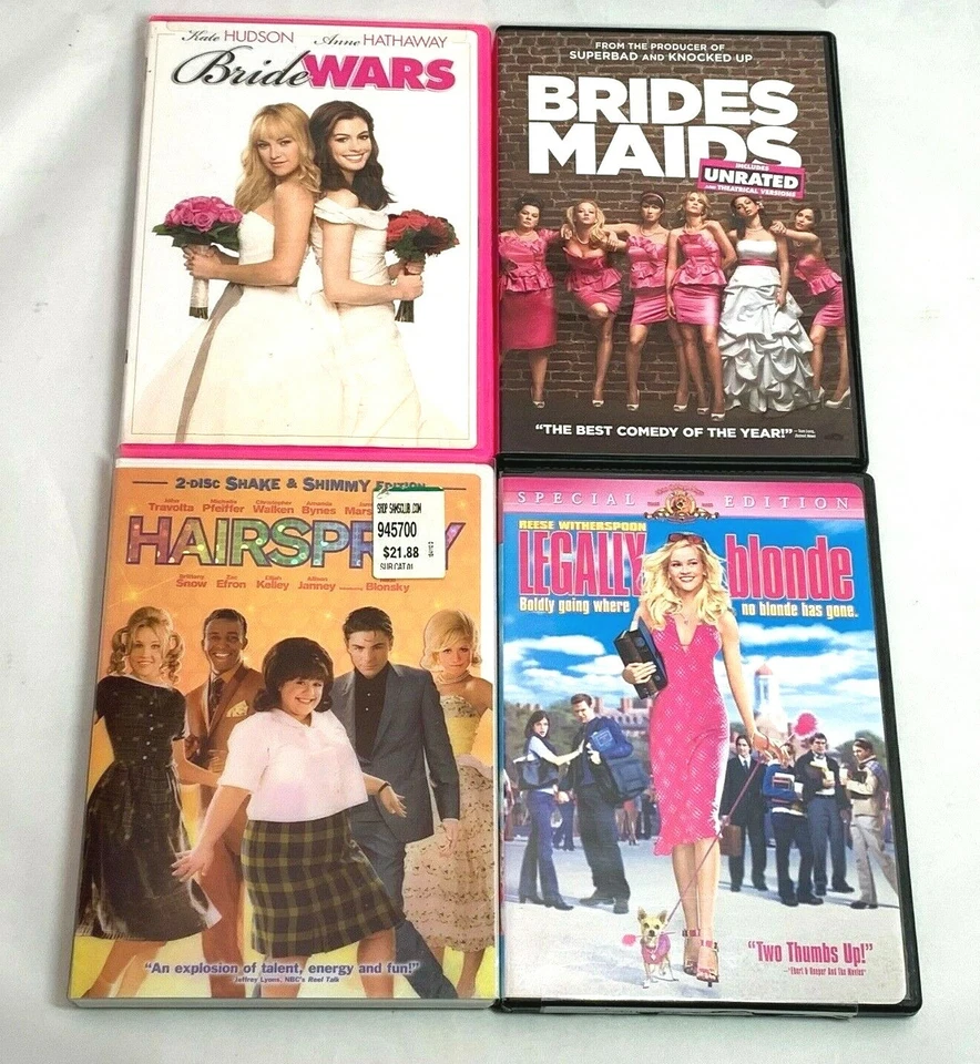 Lot of 4 Female Comedy DVD's - Bridesmaids, Bride Wars, Legally Blonde    72 - Image 1 of 1