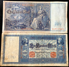 Authentic Historical Germany 100 Mark 1910 Red Seal Banknote - 112 Years Old