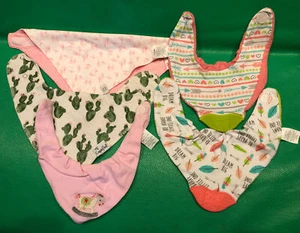 5 Assorted Bandana & Teether Bibs in Pink Green Aqua - Picture 1 of 8