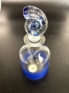 Blue Harbor Glass Perfume Bottle with Crystal Sea Shell Stopper New - Picture 1 of 6