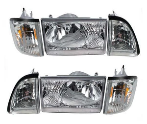 1987-1993 Ford Mustang 6 Piece Euro Clear Headlights Amber Side Marker SAE/DOT - Picture 1 of 4
