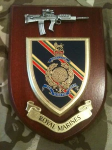 Royal Marines Military Wall Plaque+ Pewter SA80 - Picture 1 of 1