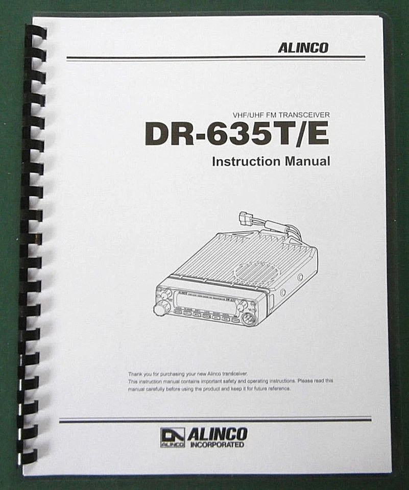 Alinco DR-635T/E Instruction Manual: Comb bound & Protective Plastic covers - Image 1 of 1
