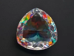 71.15 Ct Lab-Created EGL Certified Mystic Aura Quartz Trillion Cut Loose Gemst - Picture 1 of 6