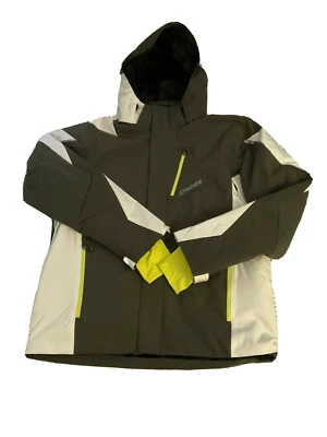 NWT-SPYDER MEN’S CHAMBERS,GORE-TEX INSULATED SKI JACKET,LOGO,M,WHITE/DARK GREEN - Image 1 of 4