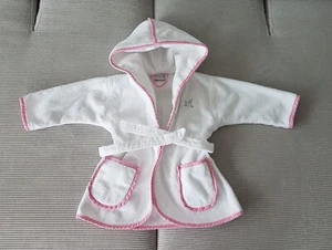 Kuscheliger MÖVE Kinder-Bademantel, Größe 92, weiß/rosa, Baumwolle, NEU - Bild 1 von 11