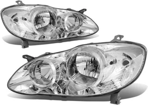 [RH+LH] Fits 2003 2004 2005 2006 2007 2008 Toyota Corolla Chrome Headlights lamp - Picture 1 of 7