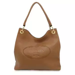 PRADA Logo One Schultertasche Leder braun 1BC051 - Bild 1 von 14