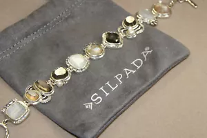Bracciale Silpada esemplare argento sterling pirite labbro conchiglia vetro zirconi cubici B2790 - Foto 1 di 12