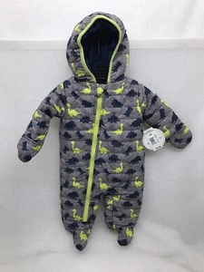 3-6M Koala Baby Schneeanzug Dinosaurier Full Zip Kapuze super weiches Fellfutter NEU - Bild 1 von 13