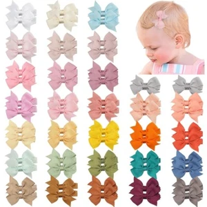 2 .5 inch" Baby Girls kids Hair clip Bows snap clips lot bow cute School Pair - Picture 1 of 25