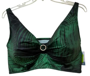 Bikini-Oberteil Damen Übergröße Swim by Cacique grün schwarz Palme Größe 44DD NEU - Bild 1 von 7