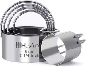 Biscuit Cutter Set Round Cookie Cutters with Handle 5 Pieces Stainless Steel New - Picture 1 of 6
