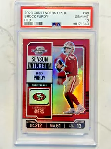 2023 Panini Contenders Optic Season Ticket Red Prizm #49 Brock Purdy /175 PSA 10 - Bild 1 von 4