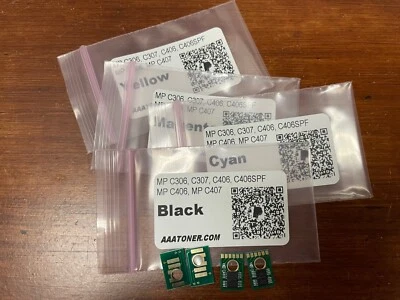 4 x Toner Chip for Ricoh MP C306, C307, C406, MP C406, MP C407 (BCMY) Refill - Image 1 of 2