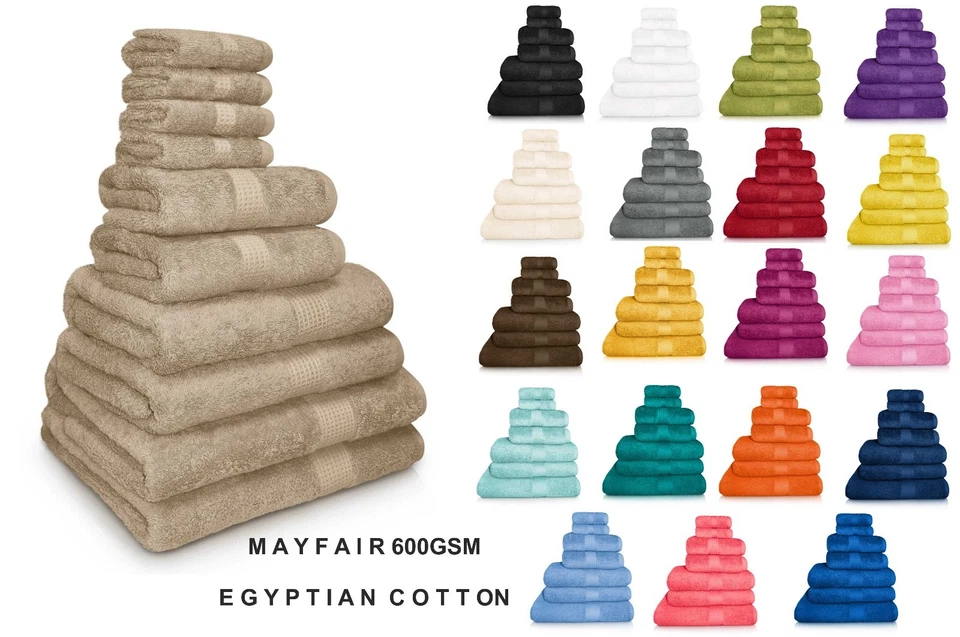 LUXURY 600GSM EGYPTIAN COTTON HOTEL TOWELS COMBED COTTON 10pc TOWEL BALE SET - Image 1 of 1