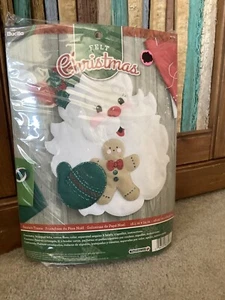 Rare Plaid Bucilla Felt Applique Kit - Santa's Treats Wall Hanging Gingerbread - Picture 1 of 3