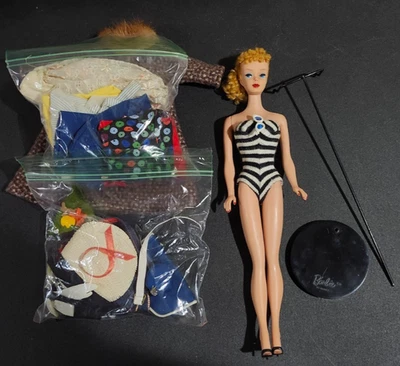 RARE Vintage Factory Braid #4 Ponytail Barbie Doll with clothes & TM Stand - Image 1 of 4