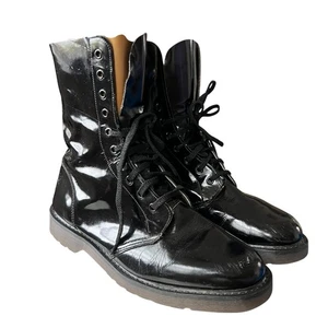 Vintage 90s Nana Dr Martens boots black patent leather UK 10 US mens 11 combat - Picture 1 of 16