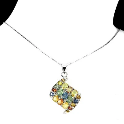 925 Collana Argento Legge Ovale Zaffiro Gemma Naturale Gioielli 1 - Immagine 1 di 4