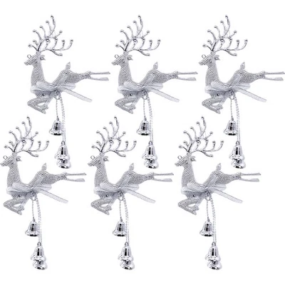  6pcs Weihnachten hängende Ornamente Weihnachtsbaum Rentier Glocken Anhänger - Bild 1 von 4