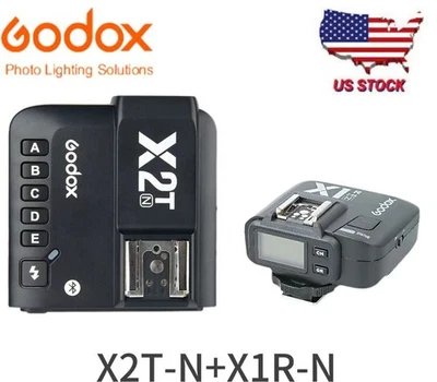 US Godox X2T-N 2.4G Wireless Flash Trigger Transmitter+X1R-N Receiver For Nikon - Image 1 of 4