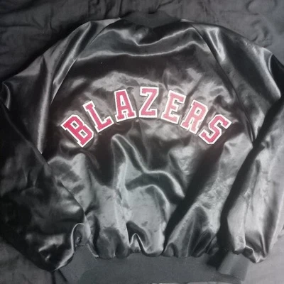 Rare Vintage 80s Chalk Line NBA Portland Trailblazers Satin Bomber Jacket Mens L - Image 1 of 4