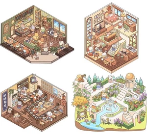 4 Aufkleber Set 3D Sticker Therapie Haus Aufkleber Miniatur Szene Sticker Set... - Bild 1 von 6