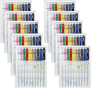 Kit de costura de fijación rápida de 10 cajas Kit de agujas pre mini roscadas con agujas y tres - Imagen 1 de 12