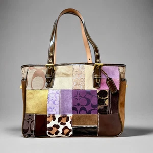 Coach Y2K Lila Patchwork Drehverschluss Schultertasche Tasche 9499 China - Bild 1 von 9