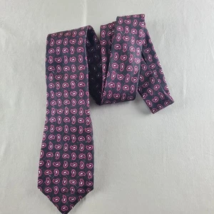 Kiton Ties Mens Black Purple 58X3.5 Paisley Silk Italy Classic Luxury - Picture 1 of 10