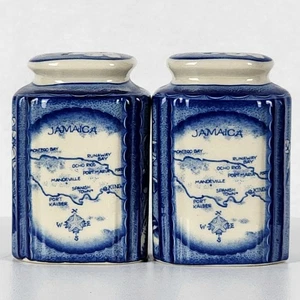 Jamaica Souvenir 3"x2" Salt & Pepper Shakers w/Stoppers by Blue Pottery - Picture 1 of 7