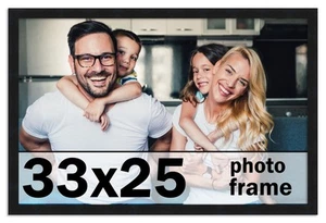 33x25 Frame Black Picture Frame Modern Photo Frame UV Acrylic, Acid Free Backer - Picture 1 of 6