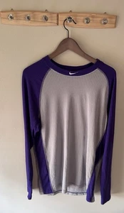 Nike Dri-Fit Long Sleeve-Grey & Purple Long Sleeve-XL - Picture 1 of 3