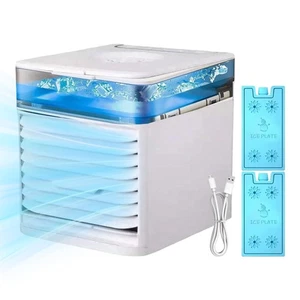 Refroidisseur d'Air 4 en 1 Portable Puissant Humidificateur de Refroidissement Ventilateur avec 2 Paquets de Glace - Photo 1 sur 12