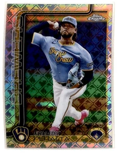 2025 Topps Chrome Logofractor Edition Freddy Peralta Milwaukee Brewers #95 - Picture 1 of 2