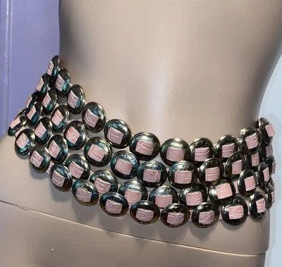 Vintage Faux Leather Snake Skin Print 4-Tier Ring Belt 32/34 - Image 1 of 4