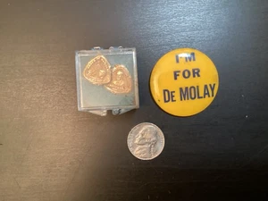 ORDER OF DeMOLAY 50TH ANNIVERSARY Founder Land TIE TACK PIN + De Molay Pinback - Picture 1 of 20