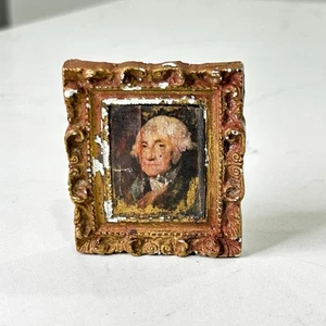 Miniature George Washington Portrait Dollhouse Antique Style Framed Painting - Picture 1 of 8