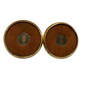 USS POSCO Brass Leather Drink Coasters - Picture 1 of 8