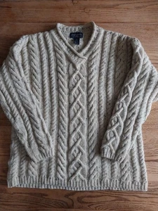 Vintage Paul James 100 % reine Wolle Zopfmuster Fischer Pullover Herren Gr. M - Bild 1 von 8