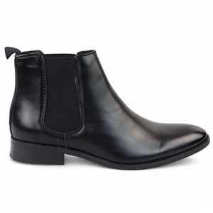 Men's Black Chelsea Slip-On Boots Classic Ankle Design Office & Everyday Wear - Picture 1 of 5