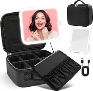 Bolsa de Maquillaje de Viaje con Luz LED Estuche de Maquillaje con Espejo Organizador de Cosméticos - Imagen 1 de 6