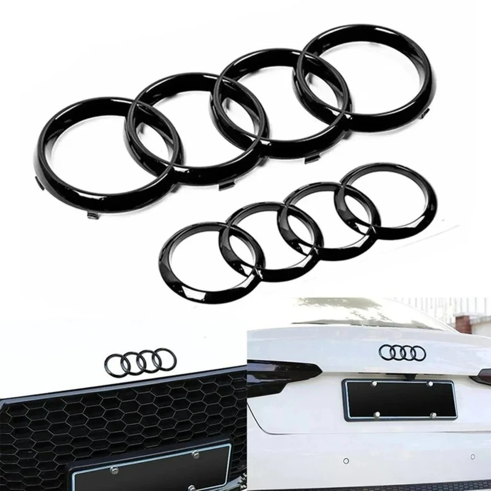 Audi Emblem 4 Rings Black - Grille Logo/Cover/Basket A3 A4 A5 A6 A7 Q2 Q3 Q5 - Image 1 of 4