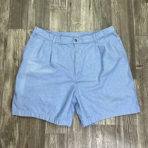 Vintage Flyers Shorts Blue Chambray Pleated Cotton Men's Size 40 37x7 Talon Zip - Picture 1 of 9